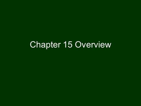 Chapter 15 Overview.