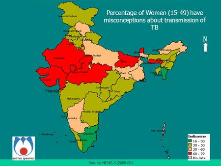 Source: NFHS-3 (2005-06) Percentage of Women (15-49) have misconceptions about transmission of TB N.