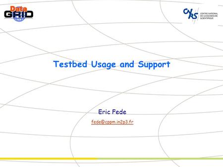 Testbed Usage and Support Eric Fede