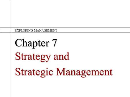 Strategy and Strategic Management