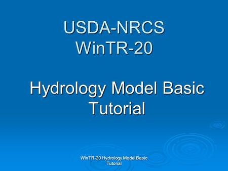 Hydrology Model Basic Tutorial
