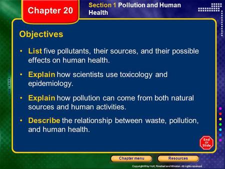 Section 1 Pollution and Human Health