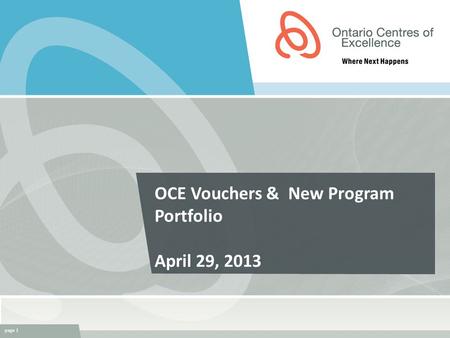 OCE Vouchers & New Program Portfolio April 29, 2013 page 1.