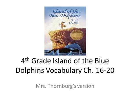 4 th Grade Island of the Blue Dolphins Vocabulary Ch. 16-20 Mrs. Thornburg’s version.