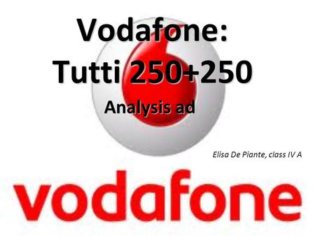 Vodafone: Tutti 250+250 Analysis ad Elisa De Piante, class IV A.