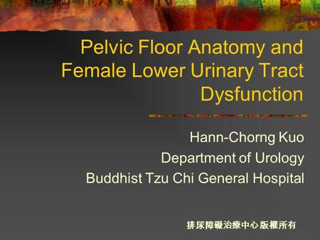 Pelvic Floor Anatomy and Female Lower Urinary Tract Dysfunction