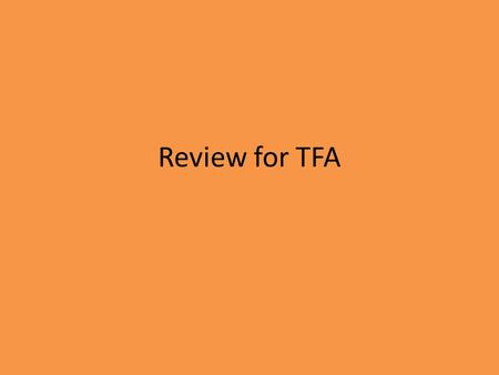 Review for TFA. Names from TFA Ani: earth goddess Ekwefi: beaten by Okonkwo for saying the banana tree was not dead. Also shot at by Okonkwo for saying.