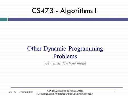 Other Dynamic Programming Problems