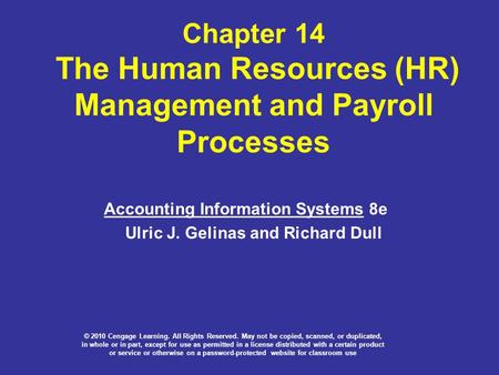 Chapter 14 The Human Resources (HR) Management and Payroll Processes