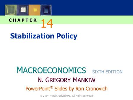 M ACROECONOMICS C H A P T E R © 2007 Worth Publishers, all rights reserved SIXTH EDITION PowerPoint ® Slides by Ron Cronovich N. G REGORY M ANKIW Stabilization.