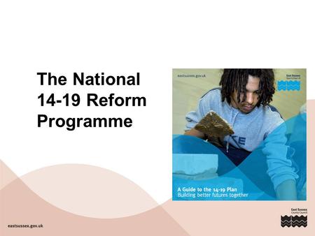 The National 14-19 Reform Programme. The national context DCSF 14-19 reform programme Raising the Participation Age 21 st Century Schools 16-19 Funding.