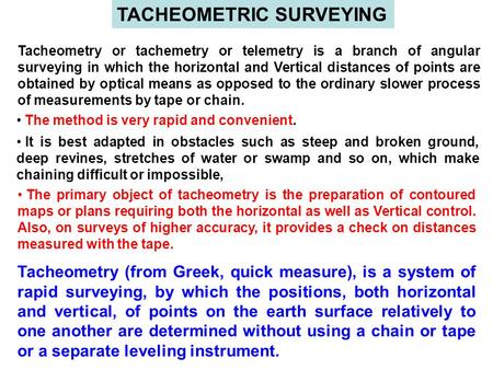 TACHEOMETRIC SURVEYING