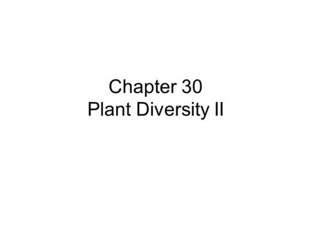 Chapter 30 Plant Diversity II
