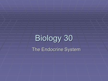 Biology 30 The Endocrine System.