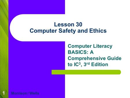 Lesson 30 Computer Safety and Ethics