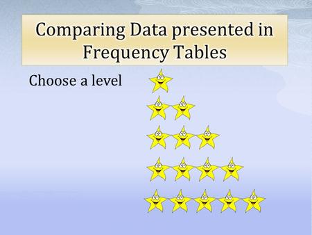Comparing Data presented in Frequency Tables