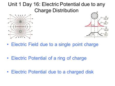 Unit 1 Day 16: Electric Potential due to any Charge Distribution