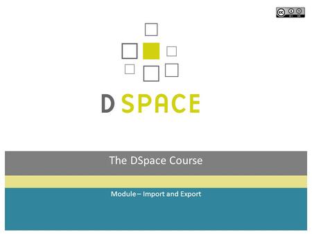 The DSpace Course Module – Import and Export. Module objectives  By the end of this module you will:  Know how the batch import and export facility.