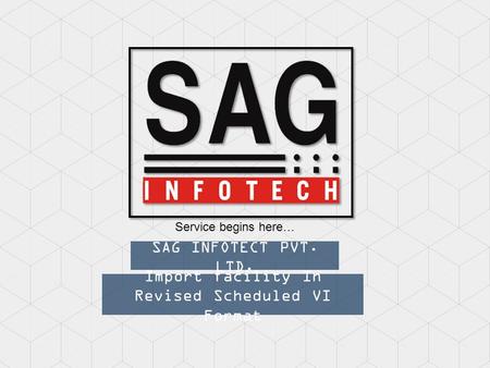 Import facility In Revised Scheduled VI Format SAG INFOTECT PVT. LTD. Service begins here…