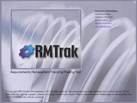 RMTrak Requirements Management Tracking/Tracing Tool