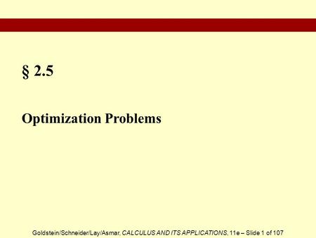 § 2.5 Optimization Problems.