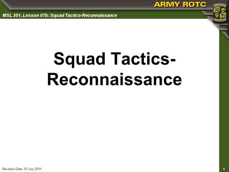 Squad Tactics-Reconnaissance