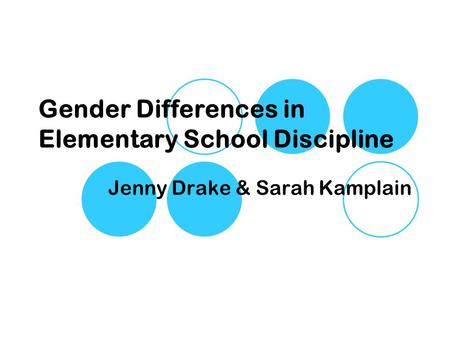 Gender Differences in Elementary School Discipline