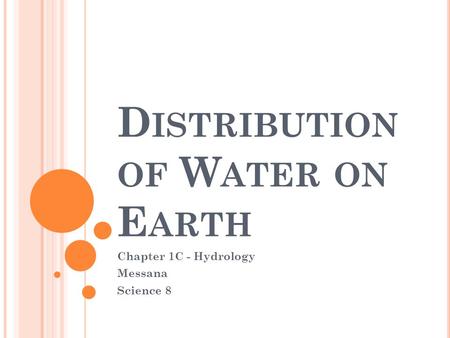 Distribution of Water on Earth