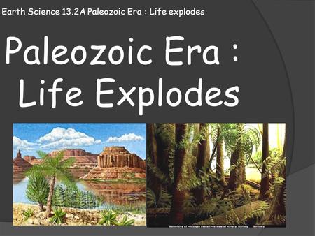 Earth Science 13.2A Paleozoic Era : Life explodes