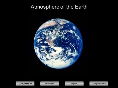 Atmosphere of the Earth Composed ofFunctionsLayers Did you know.