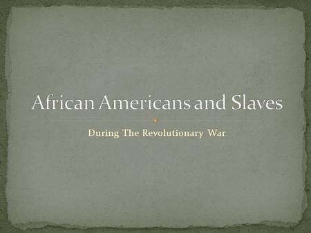 African Americans and Slaves
