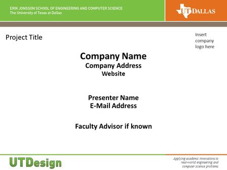 Company Address Website Faculty Advisor if known