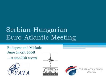 Serbian-Hungarian Euro-Atlantic Meeting Budapest and Miskolc June 24-27, 2008... a smallish recap.