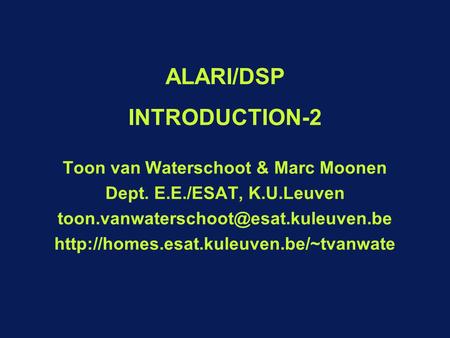 ALARI/DSP INTRODUCTION-2