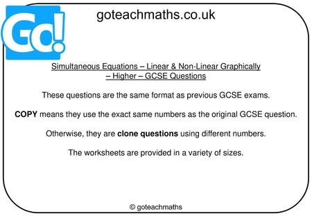 Simultaneous Equations – Linear & Non-Linear Graphically