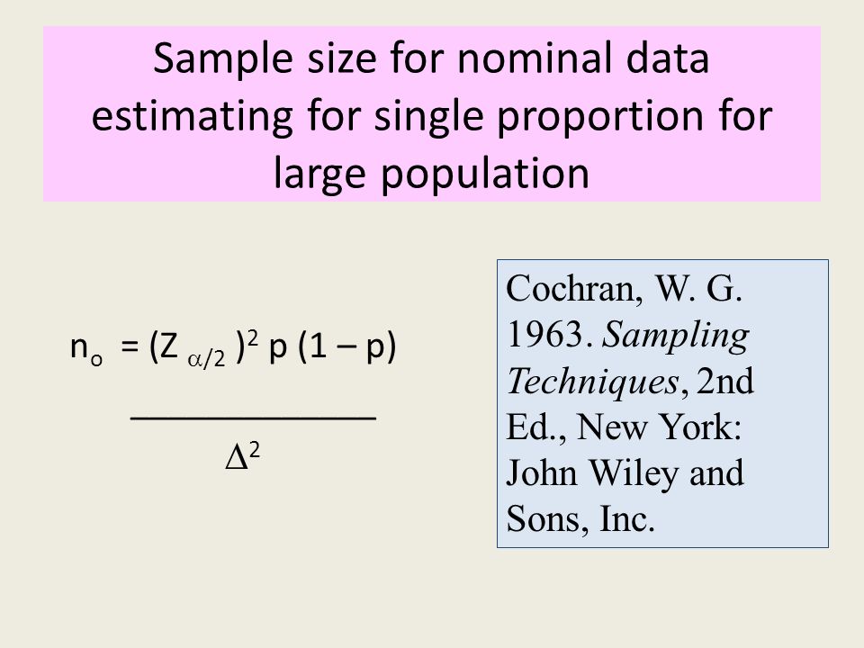 Cochran Sample Techniques