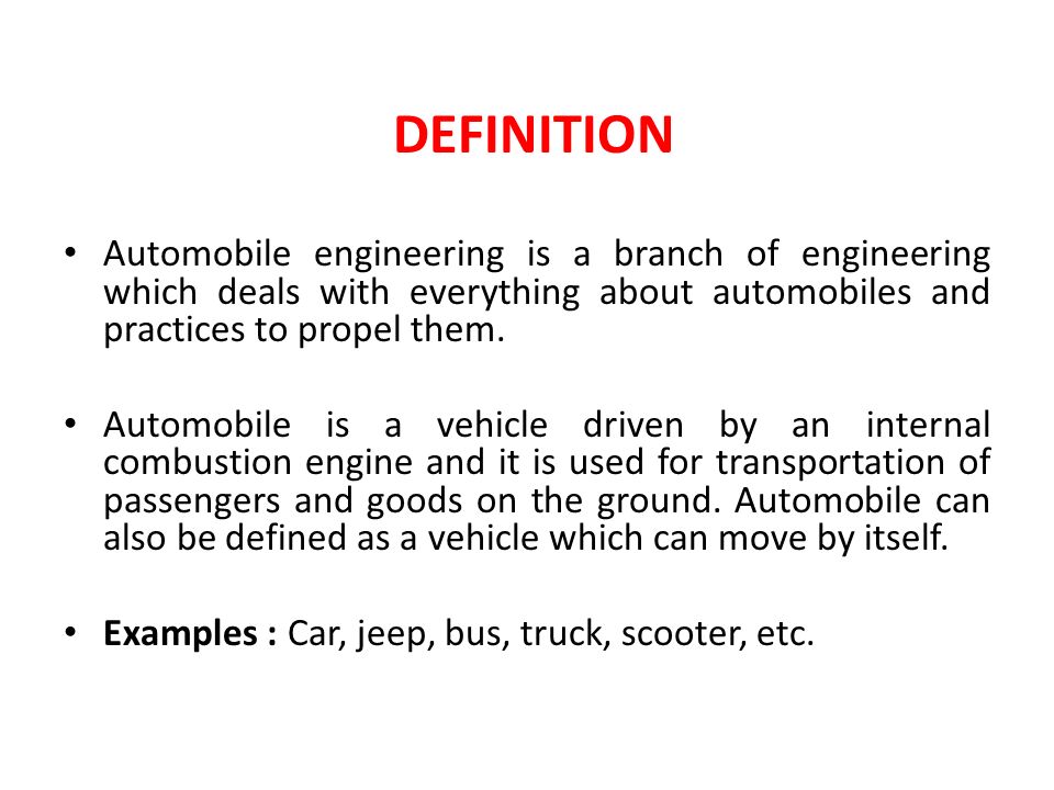 define automobile engineering