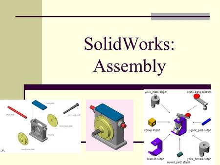 SolidWorks: Assembly Assembly. เนื้อหา การสร้างชิ้นส่วน spring ด้วยคำสั่ง sweep การประกอบชิ้นส่วน Assembly การแยกชิ้นส่วน Exploding.