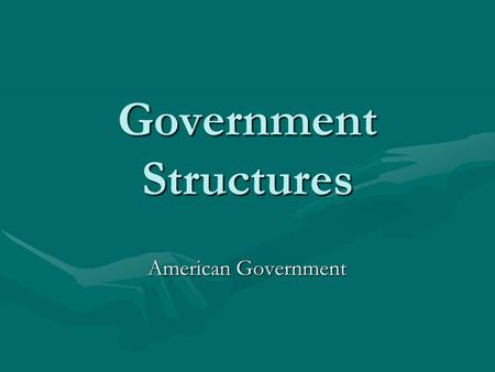 Government Structures American Government Purposes of Government: Why Have One? Maintain national defenseMaintain national defense Provide public goodsProvide.