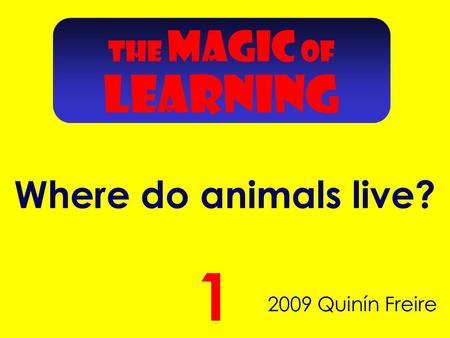 2009 Quinín Freire 1 THE MAGIC OF LEARNING Where do animals live?