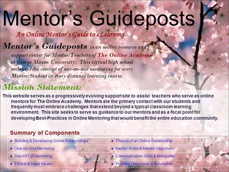 Mentor’s Guideposts An Online Mentor’s Guide to eLearning.