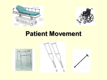 Patient Movement. 3.01 Understand Diagnostic and Therapeutic Services Patient Movement Ambulation Choose an ambulation aid –based on patient age –type.