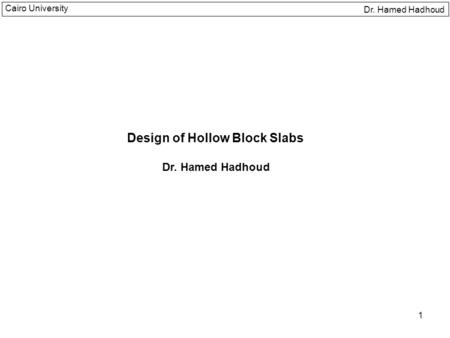 Design of Hollow Block Slabs