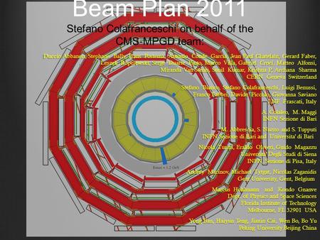 Beam Plan 2011 Stefano Colafranceschi on behalf of the CMS-MPGD team: Duccio Abbaneo, Stephane Bally, Hans Postema, Antonio Conde Garcia, Jean Paul Chatelain,