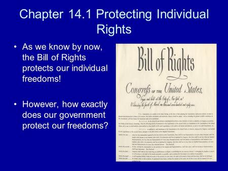 Chapter 14.1 Protecting Individual Rights