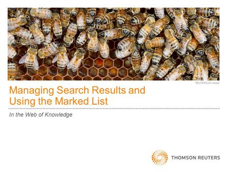 Managing Search Results and Using the Marked List In the Web of Knowledge.