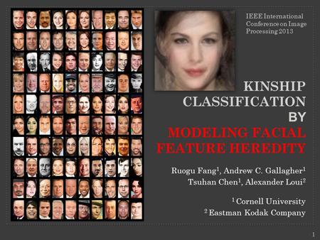 KINSHIP CLASSIFICATION BY MODELING FACIAL FEATURE HEREDITY