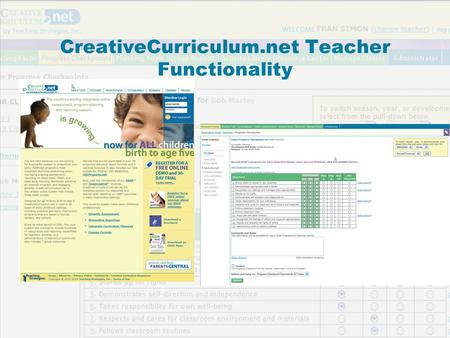 CreativeCurriculum.net Teacher Functionality