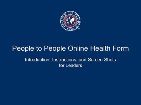 People to People Online Health Form