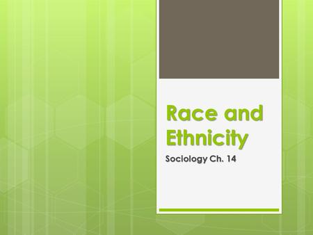 Race and Ethnicity Sociology Ch. 14.